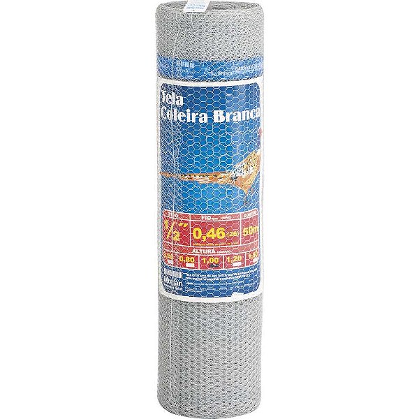 Tela metálica hexagonal viveiro malha 1/2" 26 BWG x 1,5m com 50m MORLAN