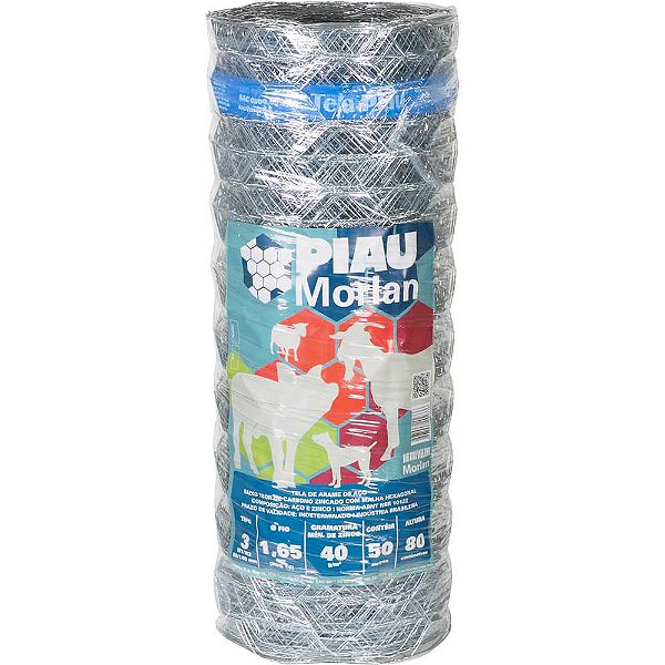 Tela metálica hexagonal mangueirão malha 3" 16 BWG x 0,8m com 50m MORLAN