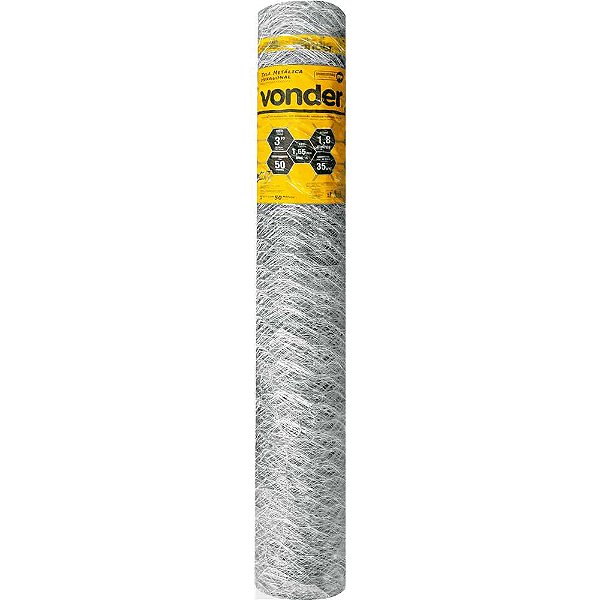 Tela metálica hexagonal mangueirão malha 3" 16 BWG x 1,8m com 50m VONDER