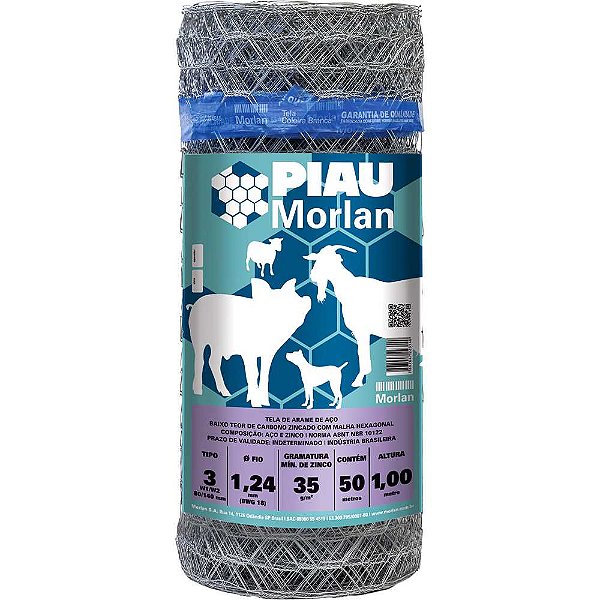 Tela metálica hexagonal mangueirão malha 3" 18 BWG x 1m com 50m MORLAN