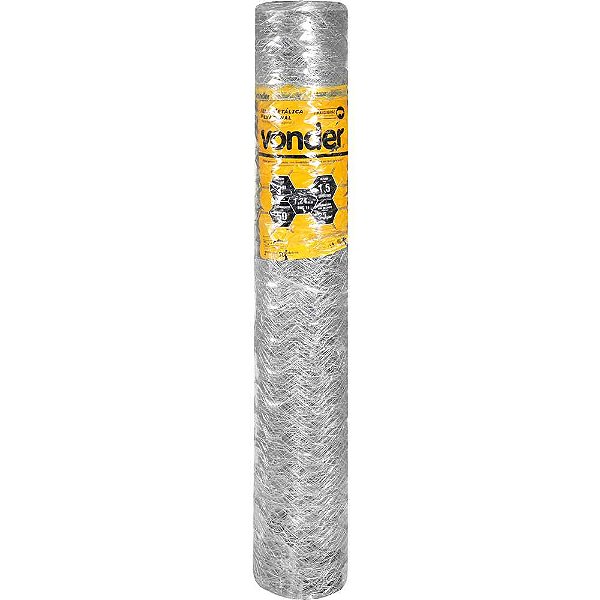 Tela metálica hexagonal mangueirão malha 3" 18 BWG x 1,5m com 50m VONDER