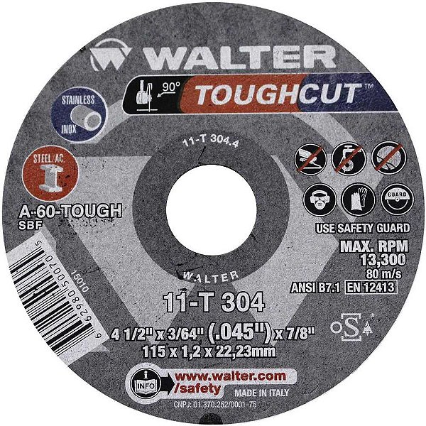 Disco de corte 114,3mm x 1,2mm x 22,23mm ToughCut 11T 304.4 WALTER