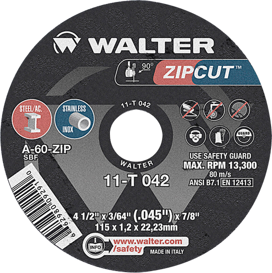 Disco de corte 115mm x 1,2mm x 22,23mm ZipCut 11T042 WALTER