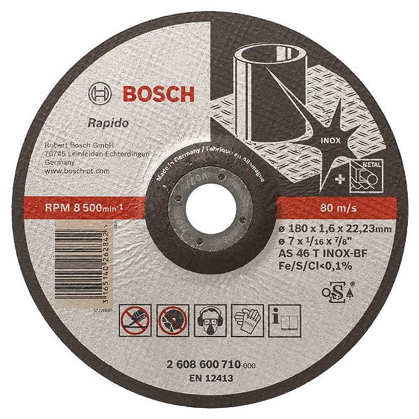 Disco de corte 180mm x 1,6mm x 22,23mm 2608600710 BOSCH
