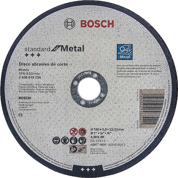 Disco de corte 180mm x 3,0mm x 22,23mm 2608603167 BOSCH