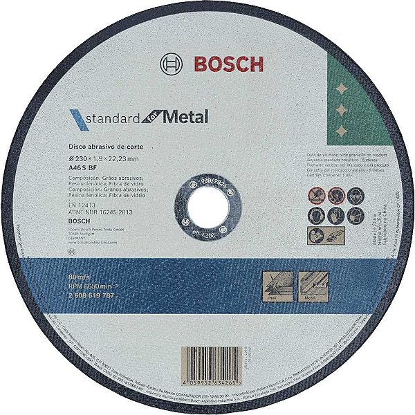 Disco de corte 230mm x 1,9mm x 22,23mm Standard 2608619787 BOSCH.