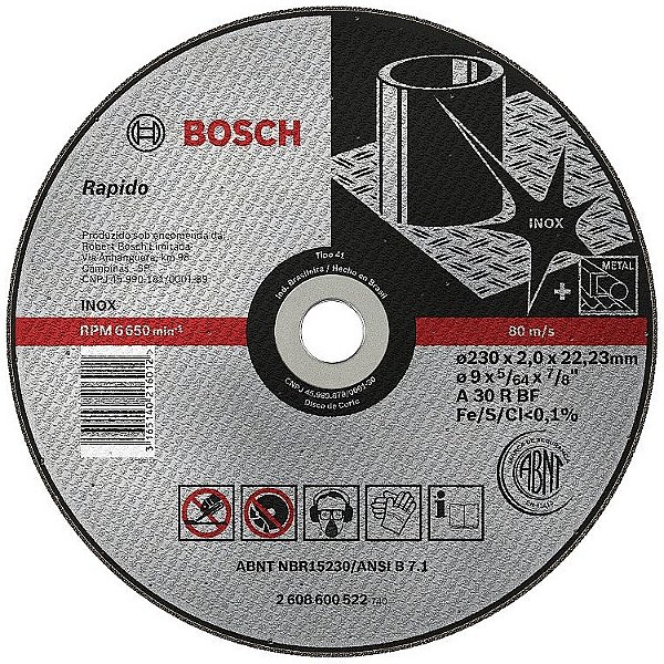 Disco de corte 230mm x 2,0mm x 22,23mm expert BOSCH