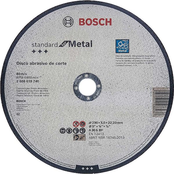 Disco de corte 230mm x 3,0mm x 22,23mm 2608603168 BOSCH