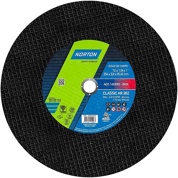 Disco de corte 254mm x 3,2mm x 25,40mm Classic NORTON