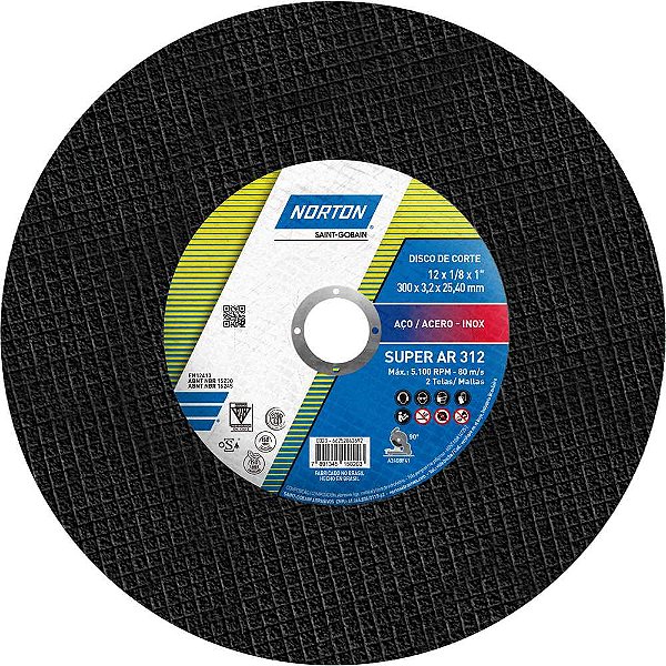 Disco de corte 300mm x 3,2mm x 25,40mm AR 312 NORTON