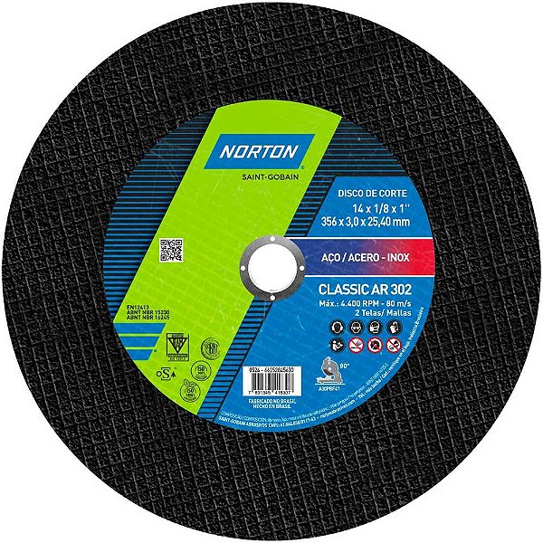 Disco de corte 356,0mm x 3,2mm x 25,4mm Classic NORTON