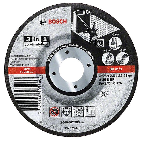 Disco de corte desbaste e acabamento 115mm x 2,5mm x 22,23mm 2608602388 BOSCH