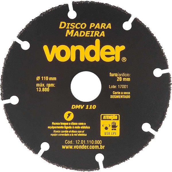 Disco de corte para madeira 110mm DMV 110 VONDER