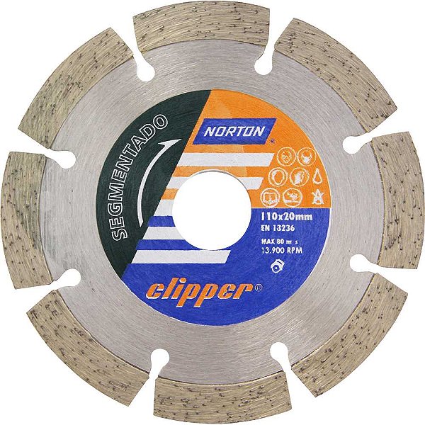 Disco de corte diamantado 110mm segmentado linha Clipper NORTON