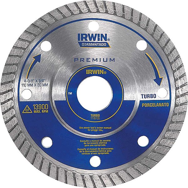 Disco de corte diamantado 110mm Turbo Especial Porcelanato 1778735 IRWIN