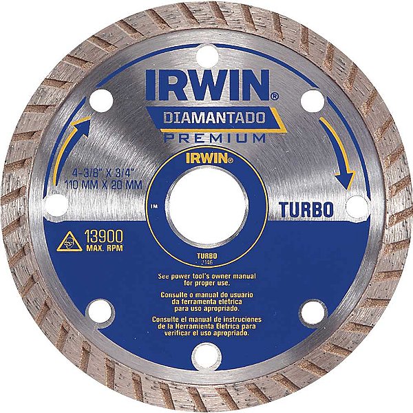 Disco de corte diamantado 110mm Turbo Premium IW2146 IRWIN