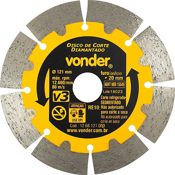 Disco de corte diamantado 121mm segmentado V3 VONDER