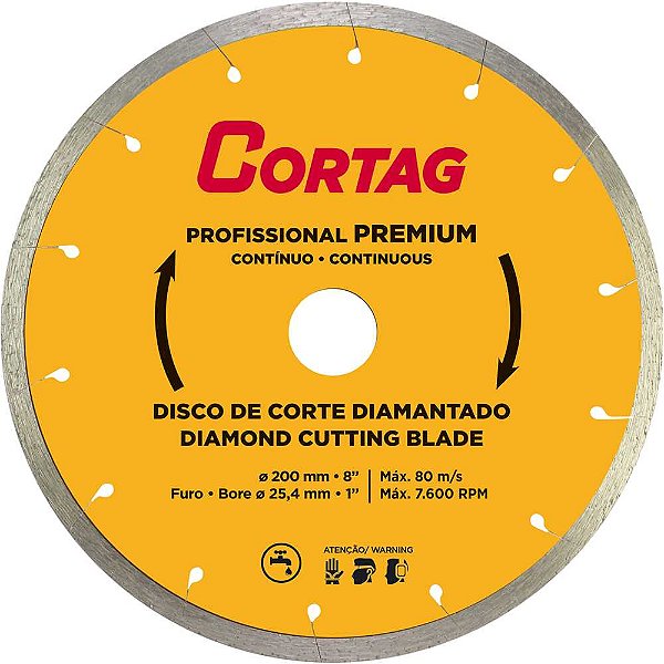 Disco de corte diamantado 200mm profissional premium CORTAG