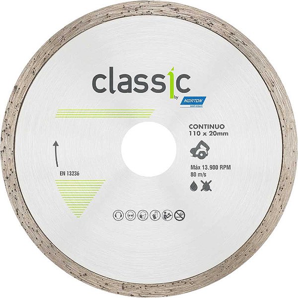 Disco de corte diamantado modelo Classic 110mm contínuo NORTON