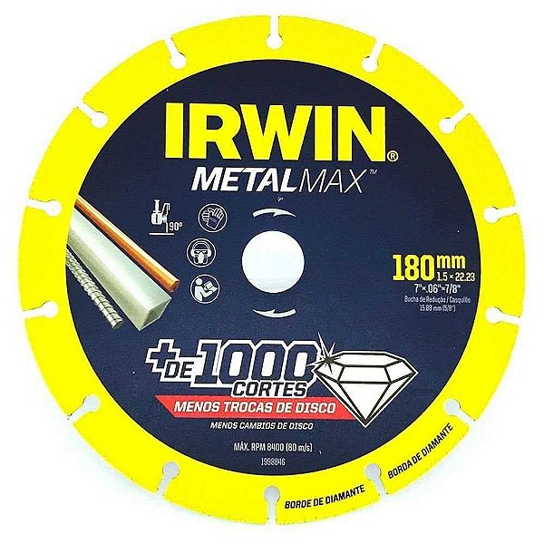Disco de Corte Diamantado para Metais 180mm x 1,5mm x 22,23mm Metalmax Irwin