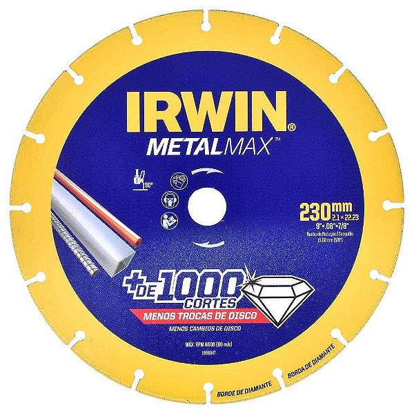 Disco de Corte Diamantado para Metais 230mm x 2,1mm x 22,23mm Metalmax Irwin