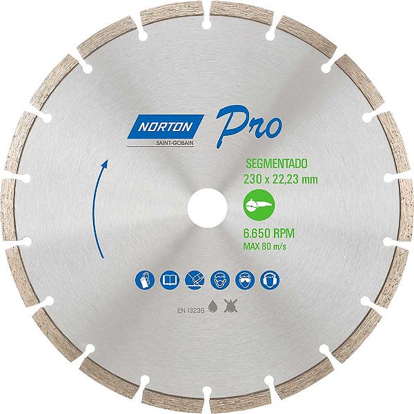 Disco de corte diamantado segmentado 230mm F22 70184645810 NORTON