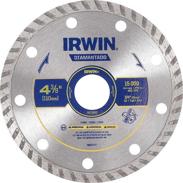 Disco de corte diamantado turbo 110mm furo de 20mm IW13893 IRWIN