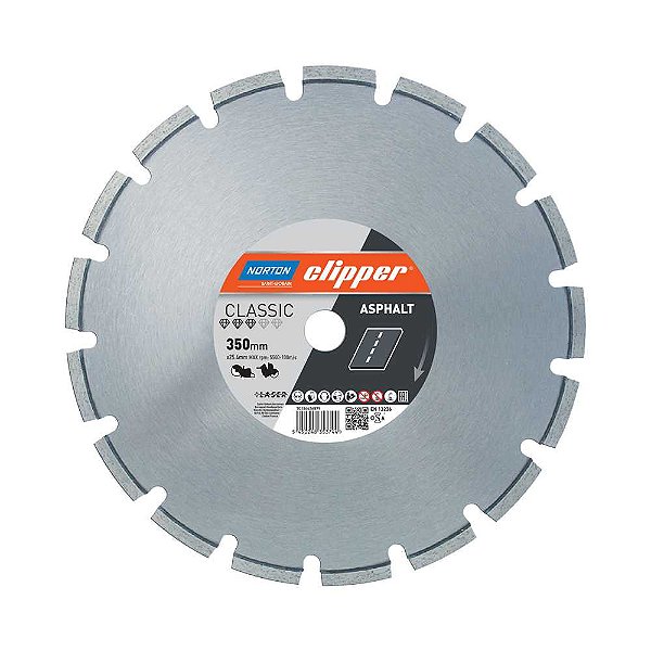 Disco diamantado 350mm segmentado para asfalto e concreto Classic Asfalto CLIPPER