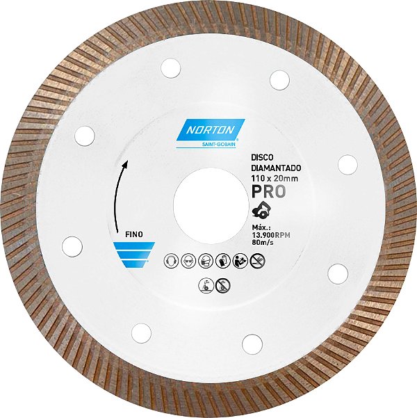 Disco diamantado para porcelanato 110mm x 1mm x 20mm Pro Fino NORTON