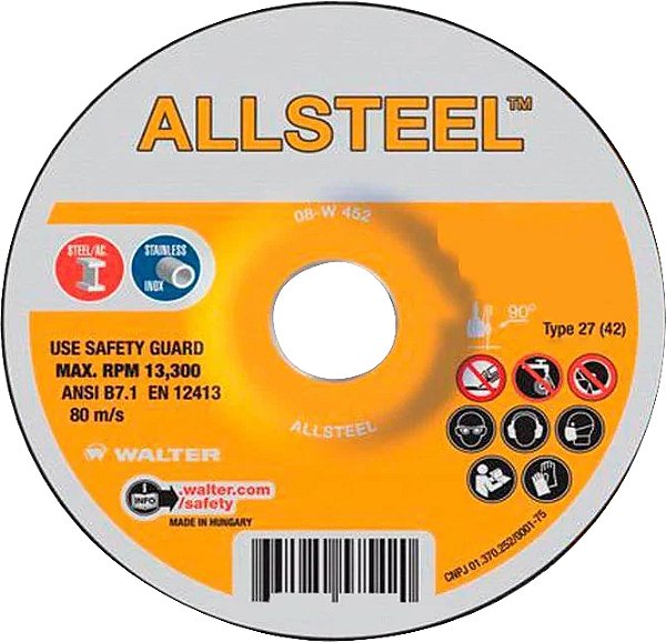 Disco de desbaste 114,5mm x 6,4mm x 22,23mm Allsteel 08W450 WALTER
