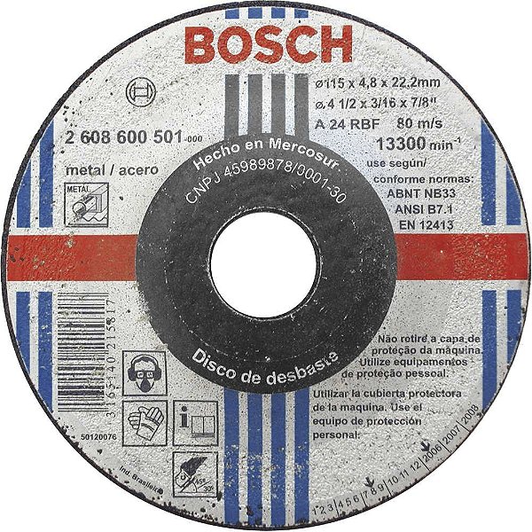Disco de desbaste 115,0mm x 4,8mm x 22,23mm Expert BOSCH