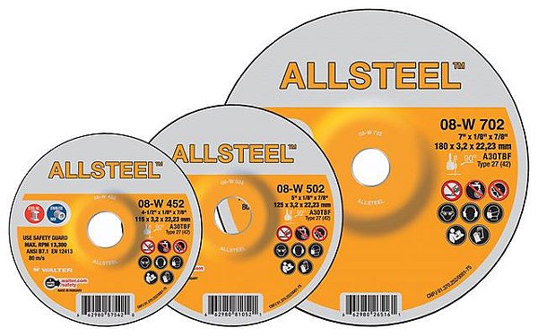 Disco de desbaste 177,8mm x 6,4mm x 22,23mm Allsteel 08W700 WALTER
