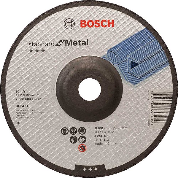Disco de desbaste 180,0mm x 6,0mm x 22,23mm Standard metal BOSCH