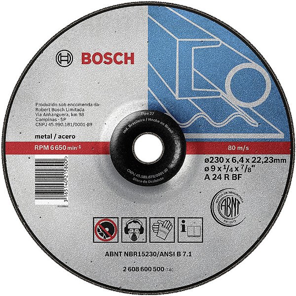 Disco de desbaste 230,0mm x 6,4mm x 22,23mm Expert BOSCH