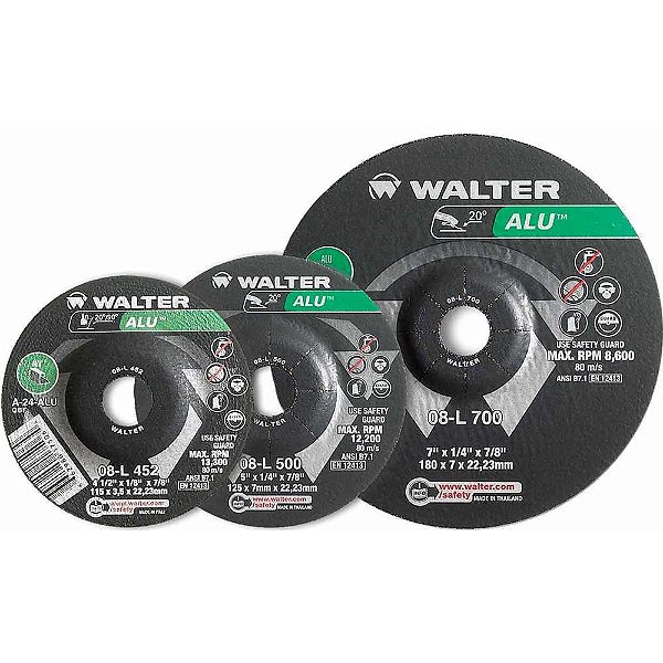 Disco de desbaste para alumínio 114,5mm x 6,4mm x 22,23mm ALU 08L450 WALTER
