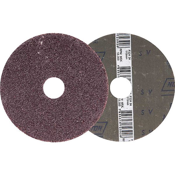 Disco de lixa costado em fibra 4.1/2" - 115mm grão 24 F-224 embalagem com 10 peças NORTON
