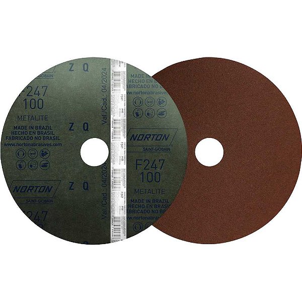 Disco de lixa costado em fibra 7" - 180mm grão 100 F-247 Metalite embalagem com 10 peças NORTON