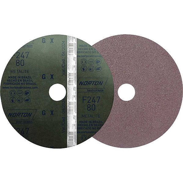 Disco de lixa costado em fibra 7" - 180mm grão 80 F-247 Metalite embalagem com 10 peças NORTON