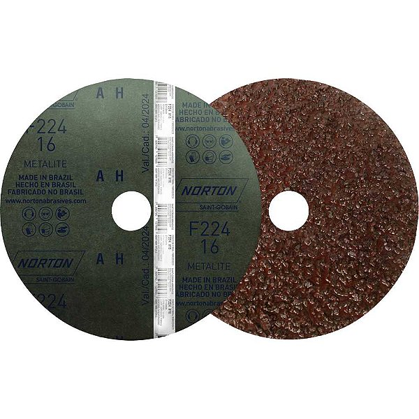 Disco de lixa costado em fibra 4.1/2" - 115mm grão 16 F-224 embalagem com 10 peças NORTON