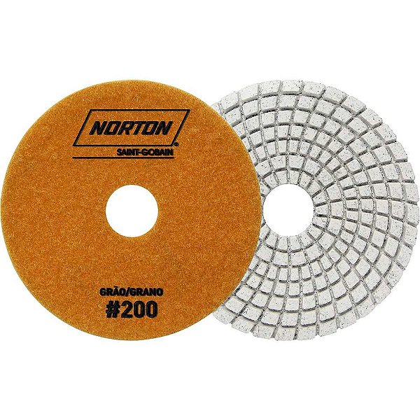 Disco de lixa diamantado flexível com costado em pluma 100mm grão 200 Brilho D'água NORTON