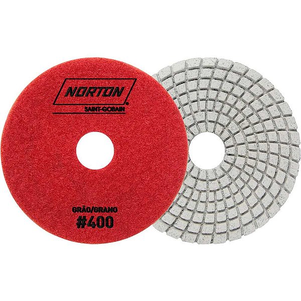 Disco de lixa diamantado flexível com costado em pluma 100mm grão 400 Brilho D'água NORTON
