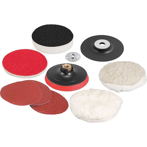 Jogo de discos para lixar e polir 4.1/2" e suporte com pluma (sistema fixa fácil) VONDER