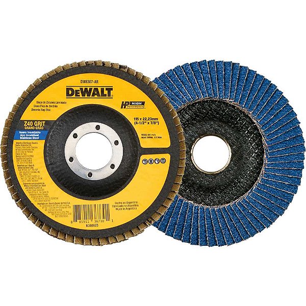 Flap-disc disco de desbaste/acabamento 4.1/2" - 115mm grão 40 zircônia base de fibra cônica DEWALT