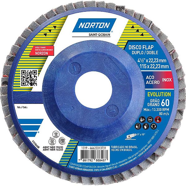 Flap-disc disco de desbaste/acabamento 4.1/2" - 115mm grão 60 R-822 NORTON