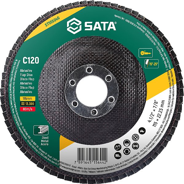 Flap-disc disco de desbaste/acabamento 4.1/2" - 115mm cônico grão 120 ST55504G SATA