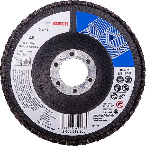 Flap-disc disco de desbaste/acabamento 4.1/2" - 115mm curvo grão 40 2 608 619 906 BOSCH