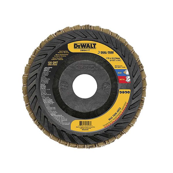 Flap-disc disco de desbaste/acabamento 4.1/2" - 115mm reto dual trim grão 40 DEWALT