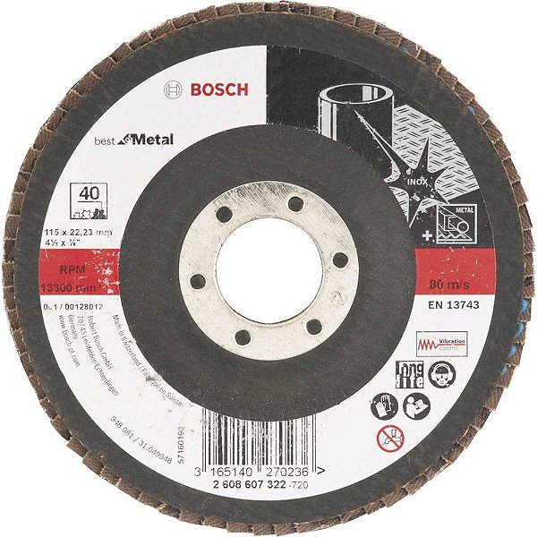 Flap-disc disco de desbaste/acabamento 4.1/2" - 115mm reto grão 60 2608607323 BOSCH