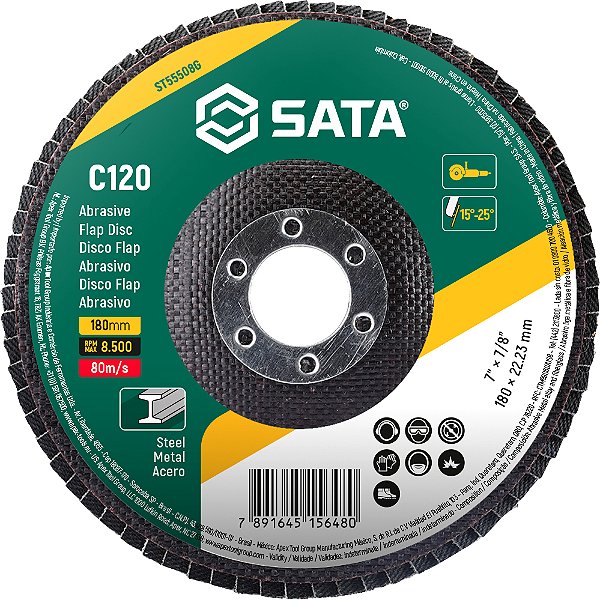 Flap-disc disco de desbaste/acabamento 7" - 180mm cônico grão 120 ST55508G SATA