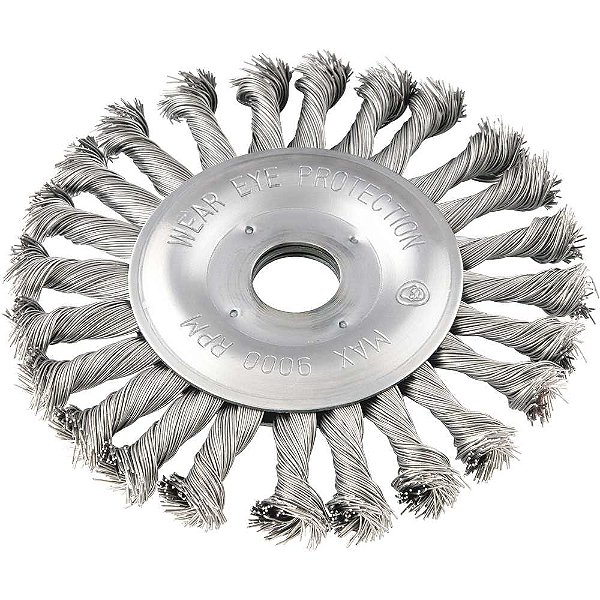 Escova circular 4.1/2" x 1/2" x 7/8" torcida em aço inox VONDER